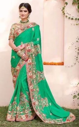 Picture of pakistani sari color traditional colorful ethnic desig,