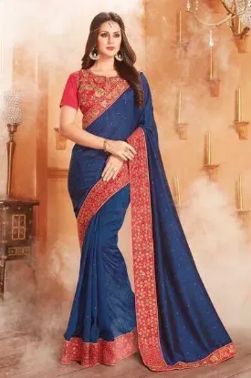 Picture of partywear saree reception heavy bollywood indian desig,