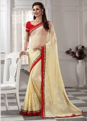Picture of partywear sari indian women evening trendy saree brida,