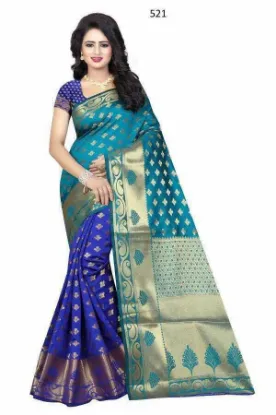 Picture of handmade indian multicolour 100% silk saree abstract pr