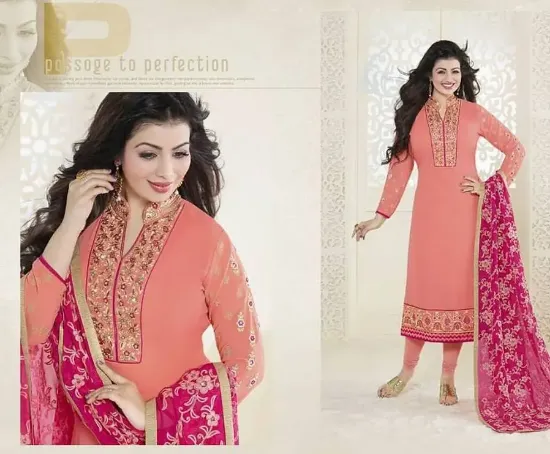 Picture of anarkali salwar suit chic look eid wear beige raw silk 