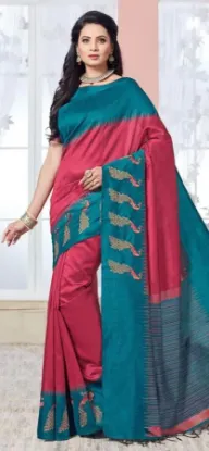 Picture of women indian sari georgette blend embroidered magenta ,