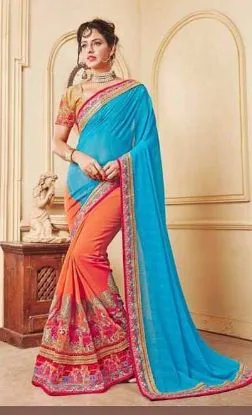 Picture of women indian sari sarong wrap dress silk blend brown f,