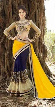 Picture of zari work banarasi saree cotton blend fancy latest des,
