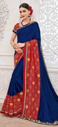 Picture of handmade crepe silk multicolour saree nice printed indi