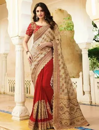 Picture of handmade designer sari party wear embroidered dress geo