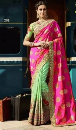 Picture of handmade indian pure silk saree beige floral printed sa