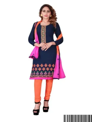 Picture of beautiful bollywood party wear indian pure cotton embro