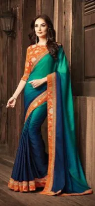Picture of handmade indian craft saree pure silk printed fabric us