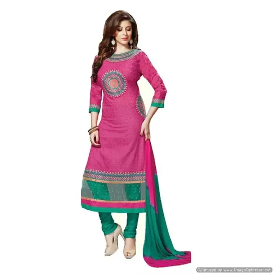 Picture of beautiful embroidery cotton nat selves salwar kameez si