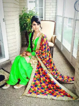 Picture of beautiful net and cotton marital salwar kameez size xl 