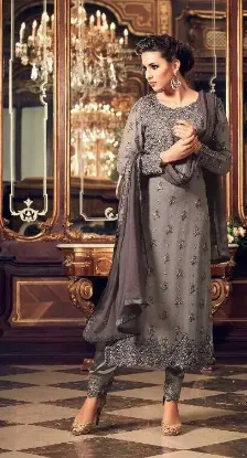 Picture of bollywood designer semi stitched party wear embroidery 