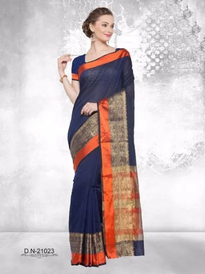 Picture of designer ethnic stylesh sari orange and green satin ba,
