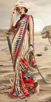 Picture of indian bandhani printed saree silk blend women handmade