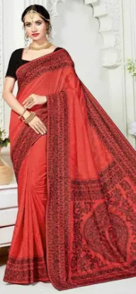Picture of indian black designer heavy border work bollywood sari,