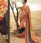 Picture of indian embroidered sari georgette blend ethnic salmon ,