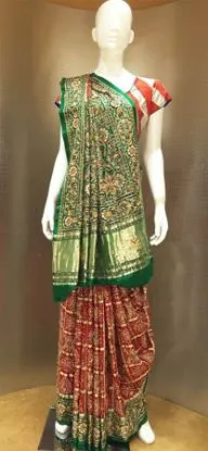 Picture of indian ethnic handmade green sari pure silk floral prin