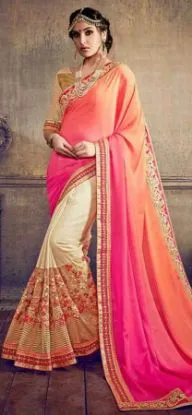 Picture of indian pink designer zari border bollywood sari george,
