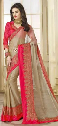 Picture of indian sari fashion women wrap embroidered dress party,