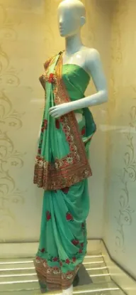 Picture of indian handmade animal printed 100% silk saree batik pr