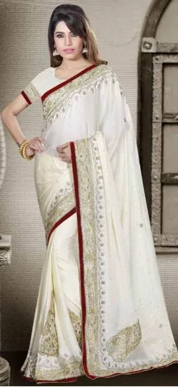 Picture of traditional kota silk with mirror work sari bollywood ,