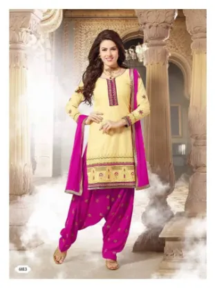 Picture of chiffon salwar kameez dress with kaftan style kameez ,s