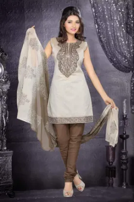 Picture of cotton embroidered stitched indian inches salwar kameez