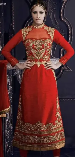 Picture of dark red stylish festival party wear heavy bridal punja