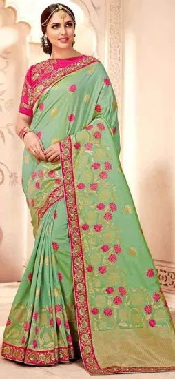 Picture of handmade indian pure silk saree multicolor abstract pri