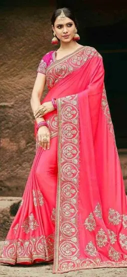 Picture of handmade saree brown silk blend diy craft fabric women 