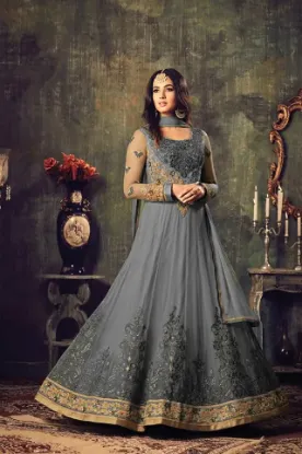 Picture of designer embroidered straight salwar kamiz kameez cotto