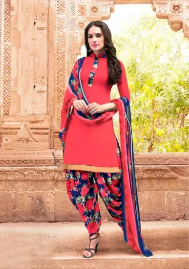 Picture of designer embroidery chanderi cotton dress material ,s26