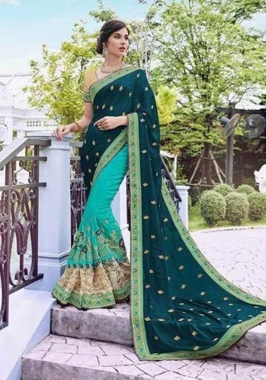 Picture of 5 yd art silk sari fabric dress recycle silk saree sar,