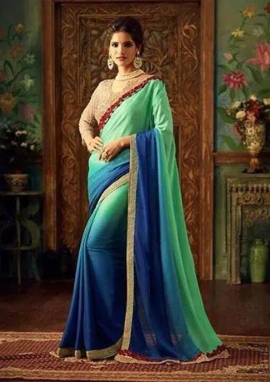 Picture of blue bollywood designer indian women ethnic pakistani ,