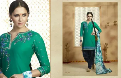 Picture of designer green bollywood suit indian georgette anarkali