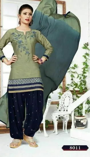 Picture of designer indian ethnic navy blue georgette embroidery e