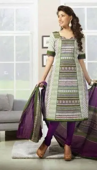 Picture of designer navy blue bollywood suit indian silk anarkali 