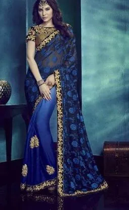 Picture of saree indian festival latest party wear art silk sari ,