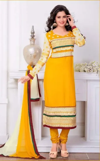 Picture of designer party wear anarkali style front open bollywood