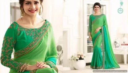 Picture of silky cotton saree, sari traditional printed sari with,