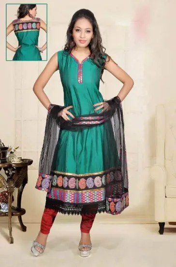 Picture of designer salwar kameez cotton embroidered ,thread wok s