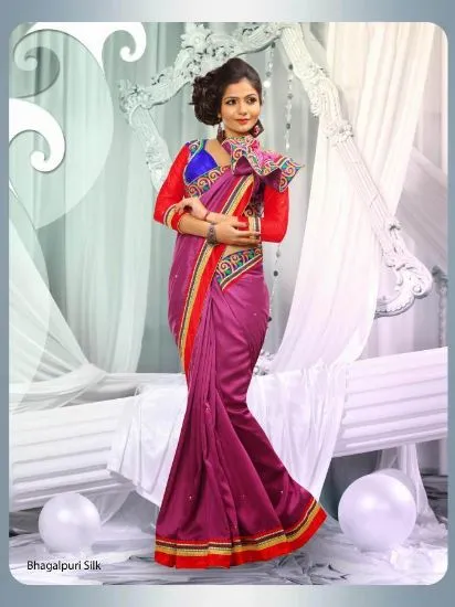 Picture of party designer sari women ethnic onion pink blue banara