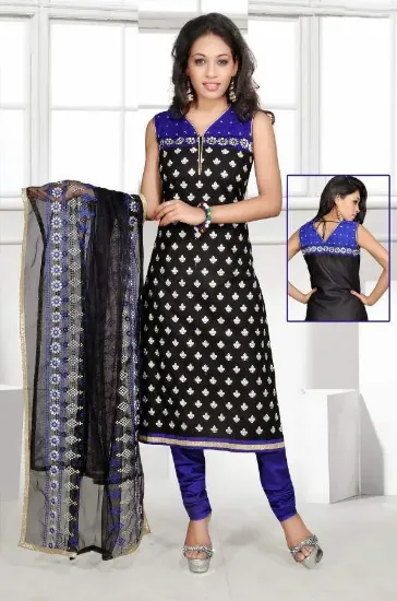 Picture of diwali elegant designer party wear indian cotton embroi