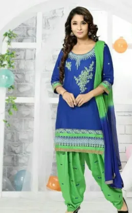 Picture of diwali festival special blue anarkali gown dress evenin