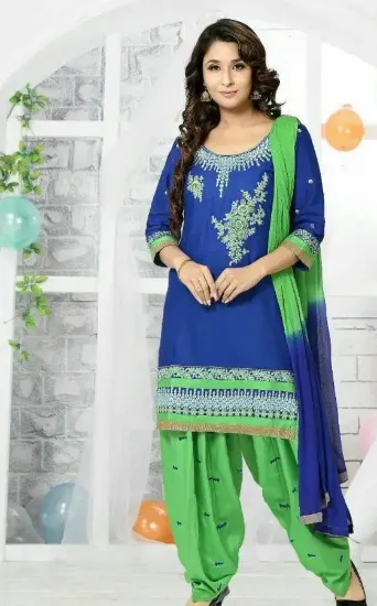 Picture of diwali festival special blue anarkali gown dress evenin