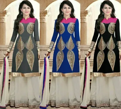 Picture of diwali long double color anarkali wedding designer embr