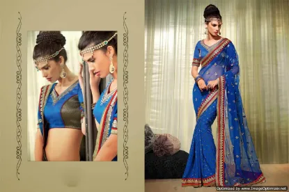 Picture of striped bhagalpuri cotton, silk sari (multicolor) ,e251
