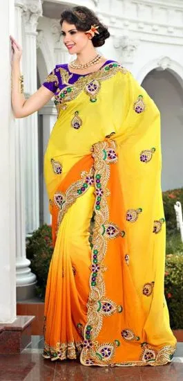 Picture of traditional indian clothing pure silk saree beige flora