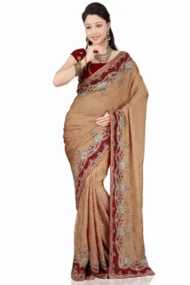 Picture of traditional indian clothing white tree printed saree fa
