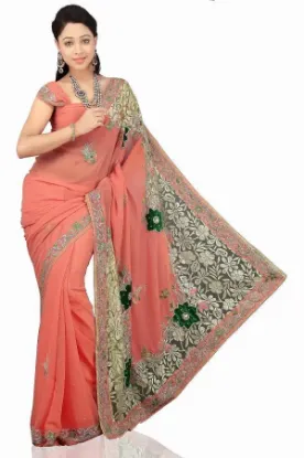 Picture of traditional indian sari bandhani print green dress silk